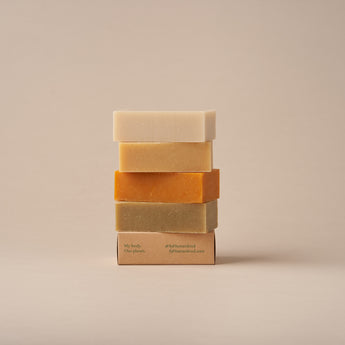 A stack of shampoo bars in our different scents.